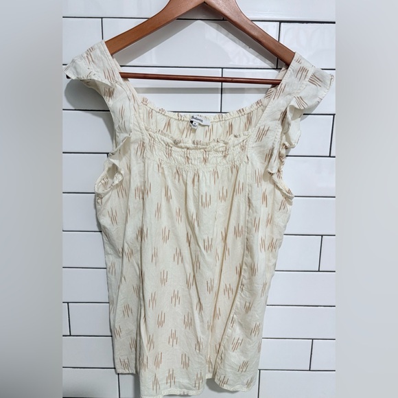 Madewell ikat print ruffled sleeve Top M - Picture 5 of 7